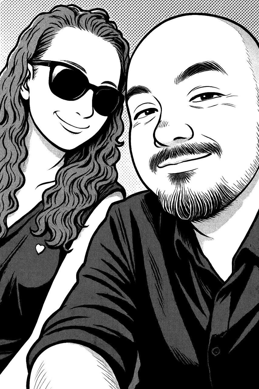 Portrait illustration of Stéphanie and Michael
