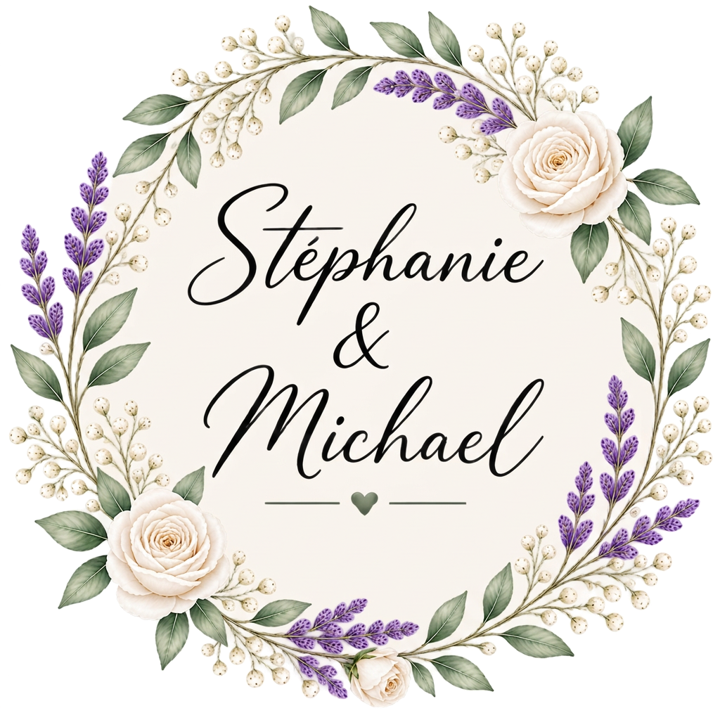 Floral wedding crest for Stéphanie and Michael